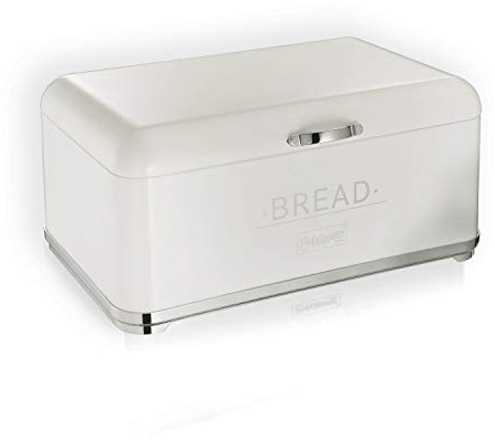 Feel Maestro MR1677-AR-BL Boîte à pain en acier peint Pratique et esthétique, idéal pour un usage quotidien Récipient à pain blanc-argent