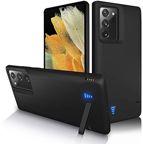 Gladgogo Akku Hülle für Samsung Galaxy Note 20 Ultra 5G, [6000 mAh] Zusatzakku Ladehülle Handyhülle Tragbare Power Bank Akku, Battery Case Akkuhülle Mit klappbarem Ständer (6,9 Zoll)