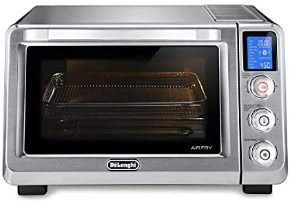 De'Longhi 10-in-1 Digital AirFryer, 24L, True Convection Toaster Oven with Internal Light, Grills, Broils, Bakes, Roasts, Reheats, Preset for Cookie & Pizza, 1800-Watts, Stainless Steel