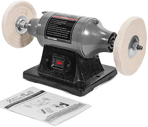 XtremepowerUS 6 Bench Buffer Polisher, 1/2 HP Bench Polishing Machine, Heavy-Duty Metal Buffer Grinder with Dual Buffing Wheels for Stainless Steel, Aluminum, Chrome & Automotive Parts