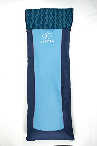 Lestra Outdoor Gavarnie XL Sac de Couchage rectangulaire - T° Confort 09° - T° Limite 04° - Garnissage synthétique - Adulte - 190+30 x 80 cm - 1,9Kg, Bleu
