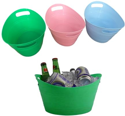 That Sensibility™ x3 Wine Ice Cooler Buckets 5L (litres) Each, Beer, Wine, Champagne, Drinks Bucket. Pink, Green and Blue - Plastic/Reusable/Parties/Dual Handle.
