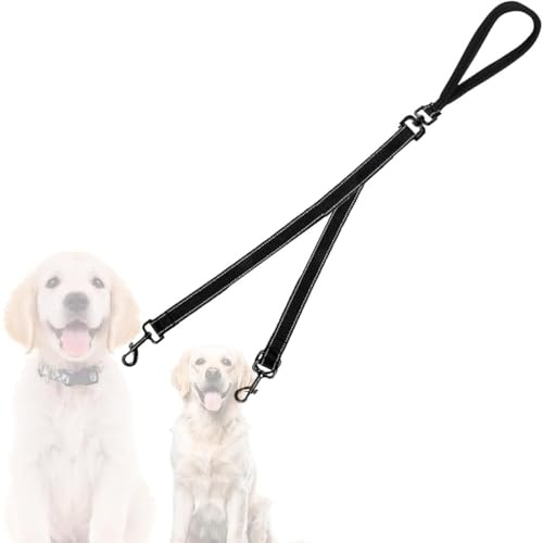 Sarini Correa para Dos Perros, Correa giratoria antienredos de 360°, Correa Reflectante Ajustable para Caminar, Correa para Perros para 2 Perros, Correa Doble para Perros pequeños y Grandes