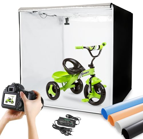 Light Box Photography Large 39x39, Professional Photo Light Box with 405 LED Lights, Photo Booth Shooting Tent Kit with 4 Color Backdrops for Product Photography