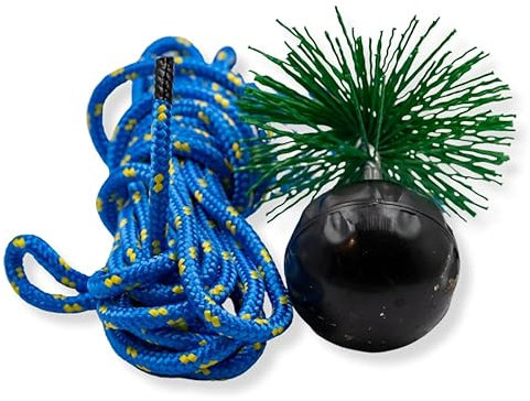 ABAZO Schornsteinbesen Set Aus Kunststoff Alle Größen Kaminbesen Plewa Keramik Edelstahl Rohr Zuggewicht Zugseil Rußbesen Kaminbürste Reinigungsset (10 Meter, 125mm)