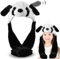 Jemmytu Hasenohren Hut, Kaninchenhut, Beweglicher Ohr Kaninchen Hut, Mütze Mit Wackelohren, Plüsch-Hasen-Ohr-Hut, Mütze mit Beweglichen Ohren für Make up Party (Panda)