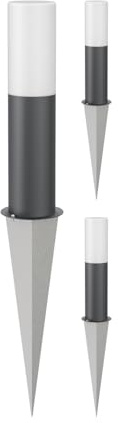 ledscom.de 3 lámparas de camino/farolas de bolardo GROPO con estaca para exterior y cubierta de cristal auténtico de primera calidad – resistentes a los rayos UV, no amarillean, IP44, 41 cm,