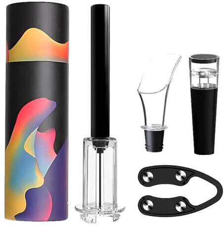ycezw Sacacorchos de vino manual de 4 piezas, abrebotellas de vino | Juegos de abridor manuales de 4 piezas | Abrebotellas de vino manual para camareros, camareros, cocinas caseras, fiestas
