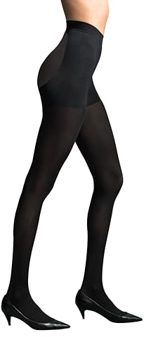 L'eggs Women's 360 Degree Contour Shaping Tights for Sculpted Style and Comfort, Black Opaque, Small