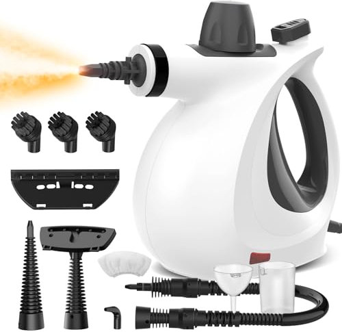 Dampfreiniger, Dampfreiniger Handgerät mit 11 Zubehör, 3,2 bar Dampfdruck 1050W Dampfreiniger für alles Boden, Chemikalienfreier Dampfreiniger Polstermöbel für Haushalte mit Kindern und Haustieren