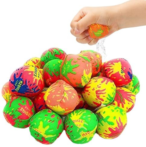 30Pcs Reusable Water Balloons – 5CM Soft Cotton Water Bombs for Kids, Splash Balls for Pool, Beach, Outdoor Water Games, Summer Party Favors, Water Fight Toys