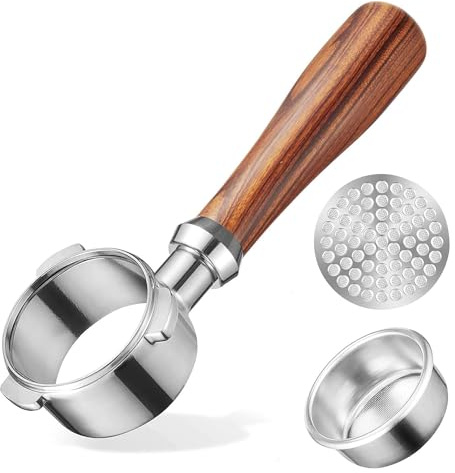 Gcljlmy Bottomless Portafilter 51 mm with Puck Screen 51 mm, 3 Ears Bottomless Porta Filter Compatible with DeLonghi Dedica EC680/EC685/EC785/EC820/EC850/EC860, Stainless Steel Sieve with Red Acid