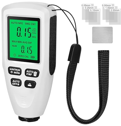 Automotive Coating Thickness Gauge,Digital Paint Thickness Meter - Backlight,1um Resolution,High Precision,High-Strength Case,Portable,for Mag/Non-Mag Coatings,Car Ind Surface Treatment(White)