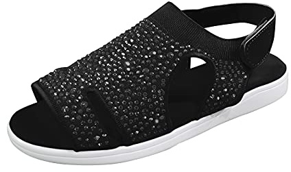 Generico Sandali Zeppa Donna Estive Estive Plateau Comodi Sandali Hook Shoes Toe Womens Mesh Breathable & Ladies Loop da Donna Chiusi Dietro Scarpe (Black,37)