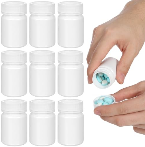 GALPADA Contenitore per Pillole Piccolo da 50 Ml, Bottiglia Vuota per Capsule Coperchio a Vite, Set da 20 Pezzi Bianco per Custodia da Viaggio e Conservazione Farmaci