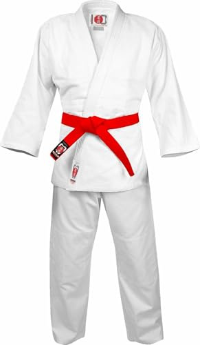 Angry Ape Kano Kids 600 Judo Suit 500gsm 100% Cotton Gi White with FREE White Belt (155cm)