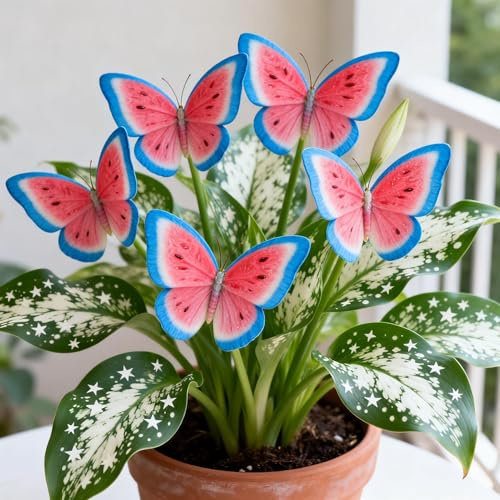 Seltene&Leicht Anbaubare Funkien/SchmetterlingHosta/Hosta Dauerwüchsig Winterfest&Prachtvolle Funkien Wurzelstock/Geeignet Für Neueinsteiger-4Rhizome-I