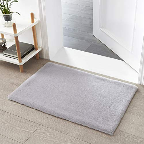 Teppich Wölkchen Fellteppich Kunstfell Teppich Waschbar, Hasenfell Imitat, Kaninchenfell, Kurzfell - Flauschiger Teppich Wohnzimmer, Bettvorleger Schlafzimmer, Teppich Fell - Grau - 60x90cm