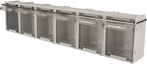 Rhino Tilt Bins RTB1BAR Van Storage with Retaining Locking Bar - Wall Mounted Small Parts Components Boxes. Ideal Clear View Containers for Screws Bolts Nails