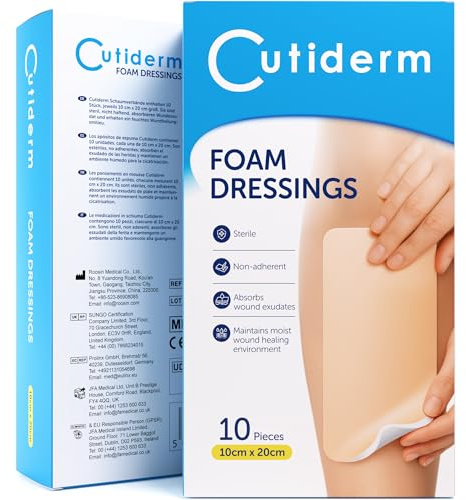 Cutiderm Foam Non-Adhesive Sterile Wound Dressing 10cm x 20cm - Pack of 10 Dressings