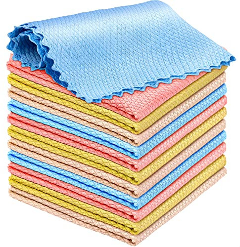 Niveaya Nano Streak Free Miracle Rengöringsdukar – 12-pack, återanvändbar nanoskala rengöringsduk, luddfri rengöringsduk för glas, porslin, speglar, apparater i rostfritt stål, etc