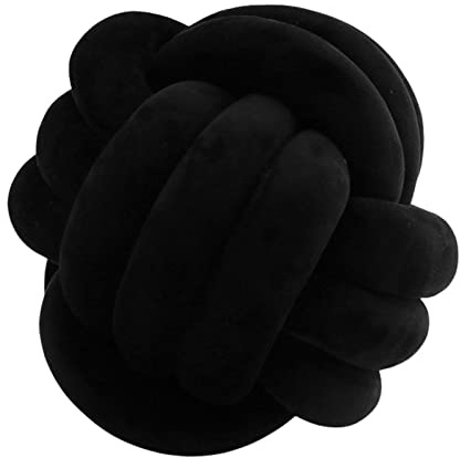 Voiakiu Knot Ball Pillow, Modern Decorative Round Knot Throw Cushion, Hand-Woven Three- Soft Velvet Waist Back Pillows Cushions, for Home Car Travel Baby Nap, 20x20cm