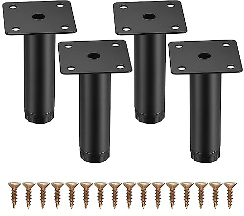 Fulushouxi 4 Pièces Pieds de Meuble, 8 cm/3,15 Pouces Pieds de Meubles Réglables, Pieds de Support en Fixation en Métal pour Meubles/Table/Chaise/Bureau/Cuisine/Armoire/Canapé