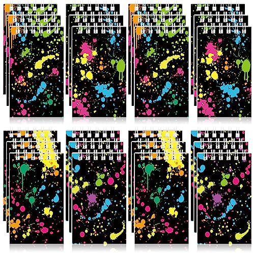 Faccito 24 Pieces Neon Mini Notebooks Let's Glow in the Dark Supplies Glow Party Small Spiral Notepads Neon Party Pocket Notebook for Birthday Goodie Bag Fillers Decoration Supplies