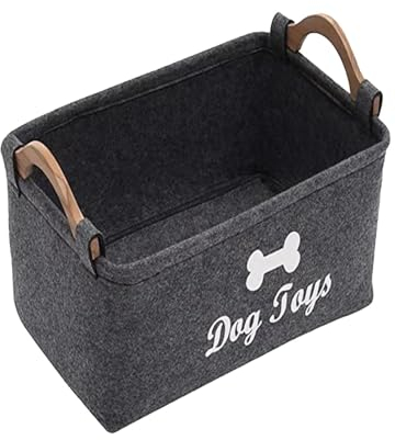ＡＷＨＡＯ Haustier Spielzeug Organizer Box, Welpen Sachen Korb, Rechteckig, Vielseitig Einsetzbar, Zusammenklappbar, Katzenspielzeug Boxen, Hundebedarf, Lagerpl, Schwarz