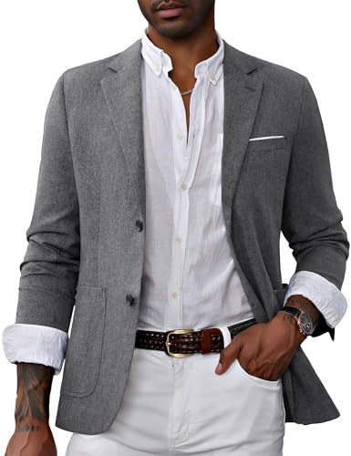 PaulJones Vardaglig sportrock blazer med två knappar lätt business kostym blazer jackor, Grått, XL
