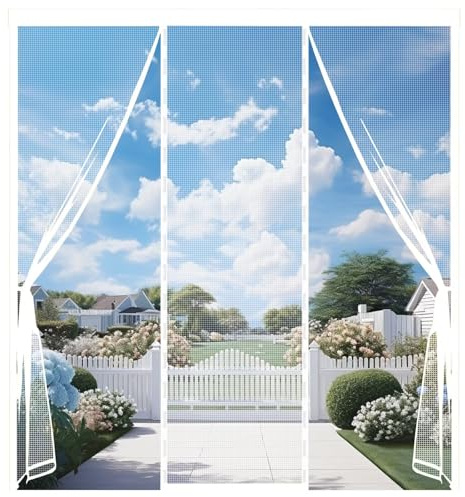 Mosquitera Magnética Puerta Antimoscas 200x260cm Blanco Cortina Magnética de Puerta Pantalla Mosquitera para Ventana Mosquitera Autoadhesiva