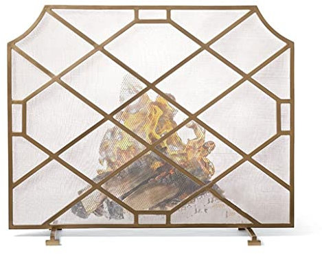 Schermi decorativi Griglia per caminetto Schermo per camino Pannello singolo Ornato in ferro battuto Supporto per camino in metallo Porta Rete decorativa Griglia parascintille in acciaio solido