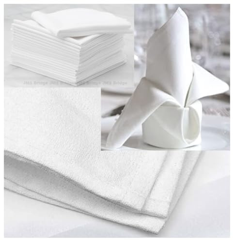 Cotton Cloth Napkins White | Set of 6 | Large Size – 50 x 50 cm | Reusable Dinner Napkin, Hotel Quality Fabric for Home & Events. Ideal for Restaurant, Weddings and Parties | Heavy Weight Fabric