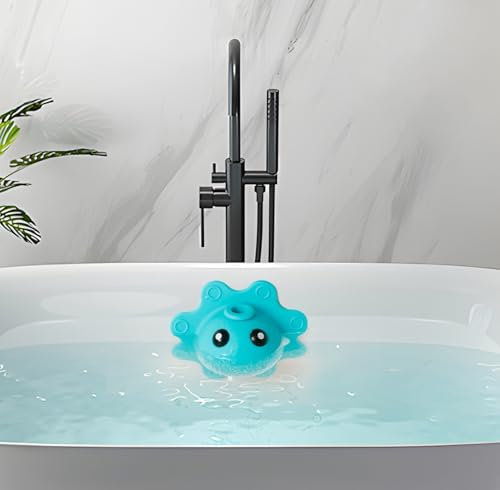 PandaEar Bathtub Overflow Drain Cover, Silicone Bath Tub Drain Stoppers, Bathroom Drain Cover, Blue