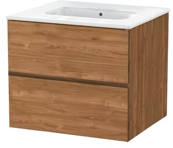EL BAÑO MODERNO Juego Mueble Baño con Lavabo. Mueble Lavabo 80 cm. Mueble Bajo Lavabo Compacto Preinstalado de Fábrica. Mueble Baño con Lavabo 80 cm con Pie de Porcelana. No Incluye Espejo