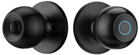 XENOCAM Cerradura Inteligente Biométrica Pomo de Puerta con Autenticación de Huellas Dactilares y Control de Aplicación, Negro