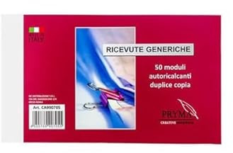 Pryma Blocco Ricevute Generiche Autoricalcanti 2 Copie 50x2 Fogli – Formato 17 x 10 cm per Pagamenti, Transazioni e Documenti Fiscali