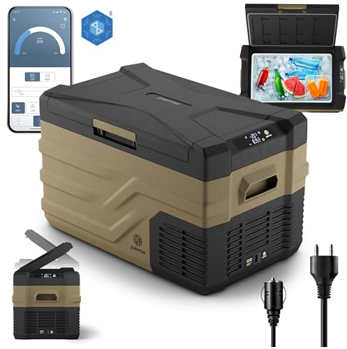 peme Kühlbox Auto Kompressor Elektrisch Kuhlbox Camping Kühlschrank Tragbar Kühltruhe Groß M Autokühlschrank Gefrierbox Outdoor mit Strom Steckdose LCD Display 12 24V 220 240 V 26,8L – Quest