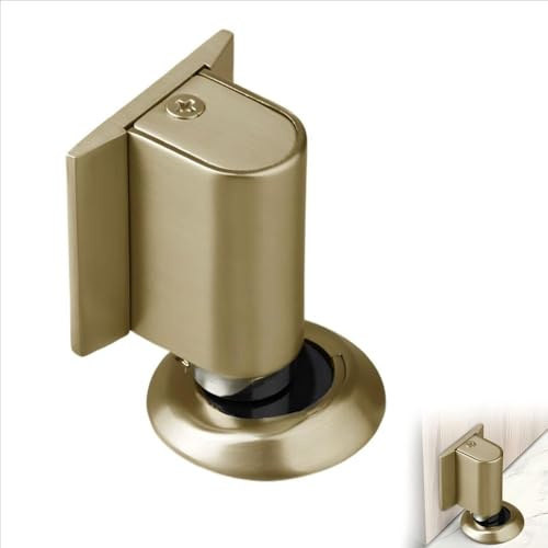 Magnetisk Dörrstopp i Zinklegering, Magnetisk Självhäftande Dörrstopp, Dörrhållare i Metall för Golv, Vindstopp med självhäftande och skruvar, Dörrbuffert Väggskydd, för Kontor, Kök, Sovrum (Brons)