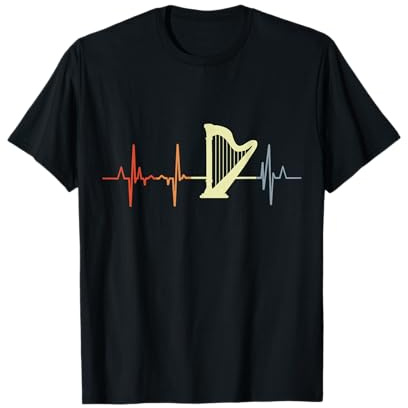 Mon cœur bat pour ma harpe Harpist Pulse Line T-Shirt