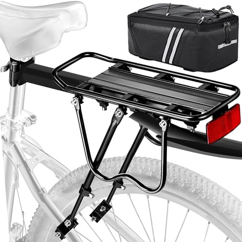 YONTUO Pannier Rack, Cycle Touring Carrier 50KG Capacity, Bike Rear Luggage Rack w/Fender & Reflector, Quick Release Universal Bicycle Rack for Mountain & Road Bike
