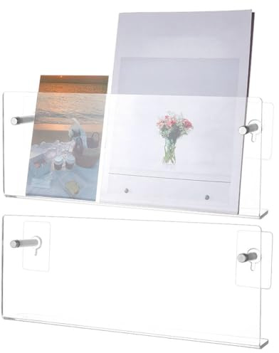 UNICRAFTALE 2 Pezzi Porta Riviste In Acrilico Trasparente Espositore A Parete Galleggiante Scaffale Libri Appeso Regolabile Per Ufficio Casa