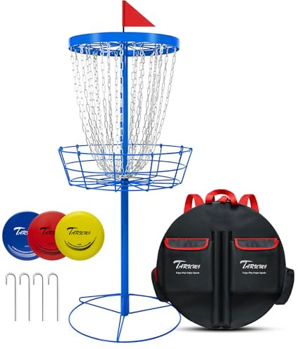 TARUMG 24-Chains Disc Golf Basket with Bag&3PCS Discs,Multi-Colors Choice