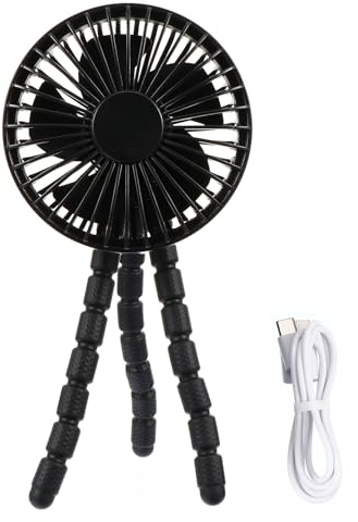 PRETYZOOM Ventilador Recargable en Trípode de Ñiño Cochecito para Portátil Flexible, Ligero y Adecuado Verano para Celebracion Uso Exteriores