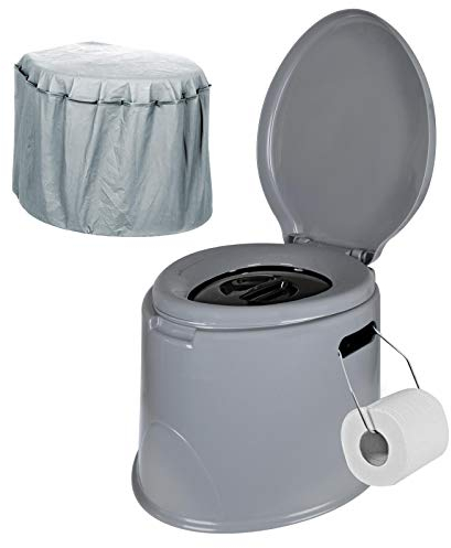 ASAB Adult Size Portable 5L Camping Toilet With Loo Roll Holder and Washable Bucket Seat Adult Potty Lid Stable Non Slip Portable Toilet for Outdoor Festivals Picnics Fishing Caravan Car Trip