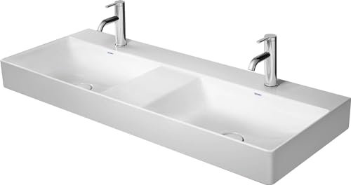 Duravit DuraSquare Double lavabo, Meuble Double lavabo 120x47cm, sans Trou de Robinet, sans trop-Plein, avec Banquette à Trou de Robinet, Coloris: Blanc - 2353120070