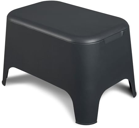 Toomax Tavolino Petra Antracite 59x39x36 cm, tavolino da giardino moderno con vano portaoggetti da 21 litri e coperchio rimovibile in plastica riciclata, ideale per uso esterno
