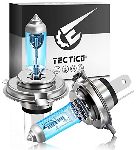TECTICO H4 P43t Halogen Birne 12V 60/55W Warmweiß +130% Ultra Heller Fernlicht Abblendlicht Auto Motorrad Lampe Ersatz, 2 Stücke