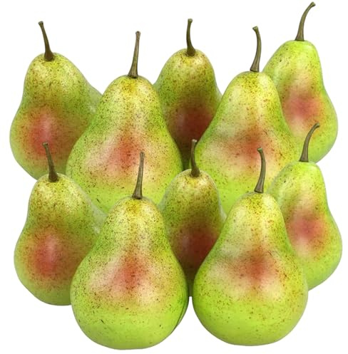 GMMH Décoration de Fruits artificiels décoratifs (poires colorées, 5 pièces de qualité légère)