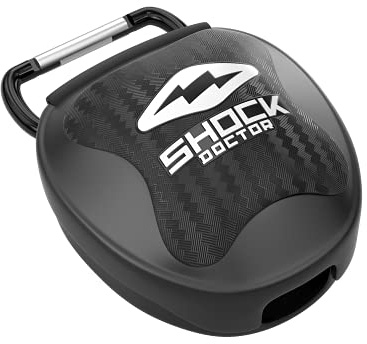 Shock Doctor Protège-Dents ventilé, Rangement Universel pour Adultes et Jeunes, Noir chromé